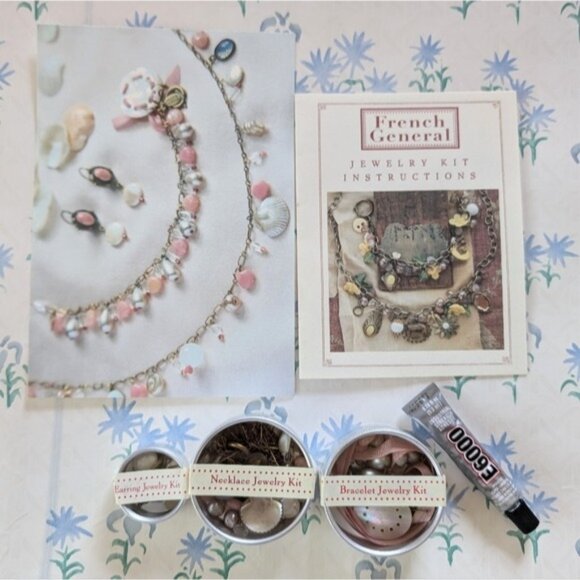 French General Jewelry Making Kit NEW Seashells Pink White Pearls Full Set VTG